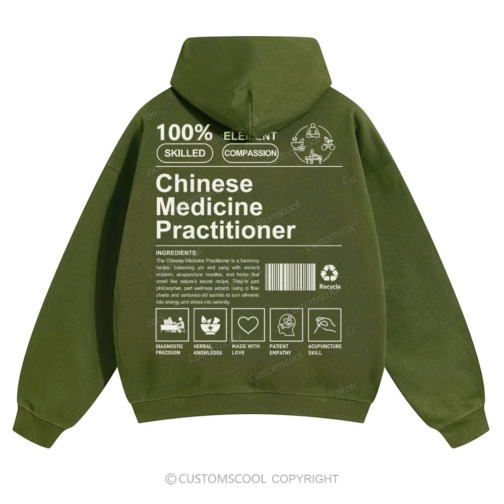 Chinese Medicine Practitioner Solid Color Hoodie Customscool