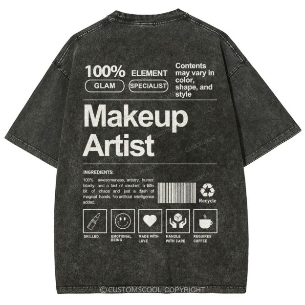 Makeup Artist Vintage Snowflake Washed T-Shirt Customscool