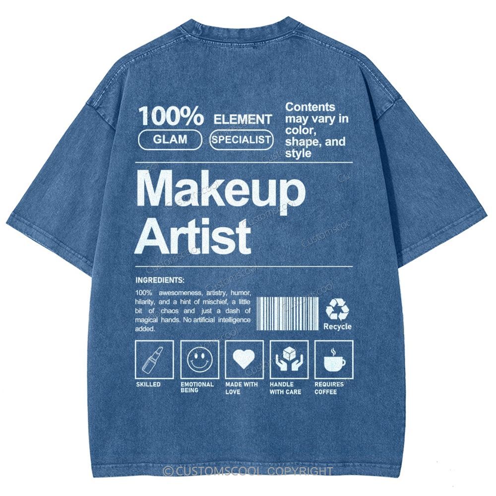Makeup Artist Vintage Snowflake Washed T-Shirt Customscool