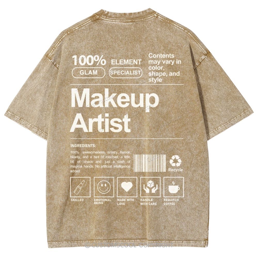Makeup Artist Vintage Snowflake Washed T-Shirt Customscool