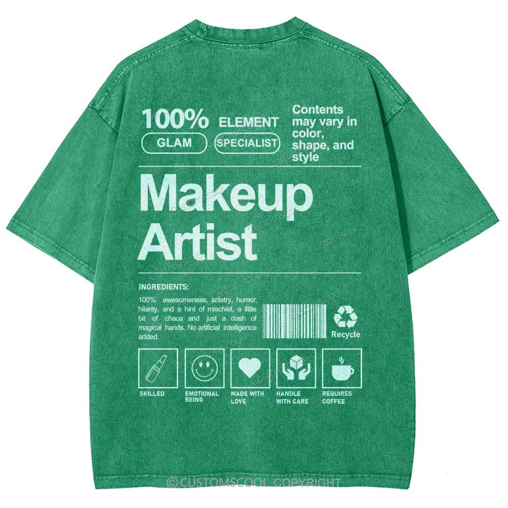 Makeup Artist Vintage Snowflake Washed T-Shirt Customscool