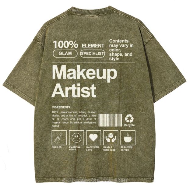 Makeup Artist Vintage Snowflake Washed T-Shirt Customscool