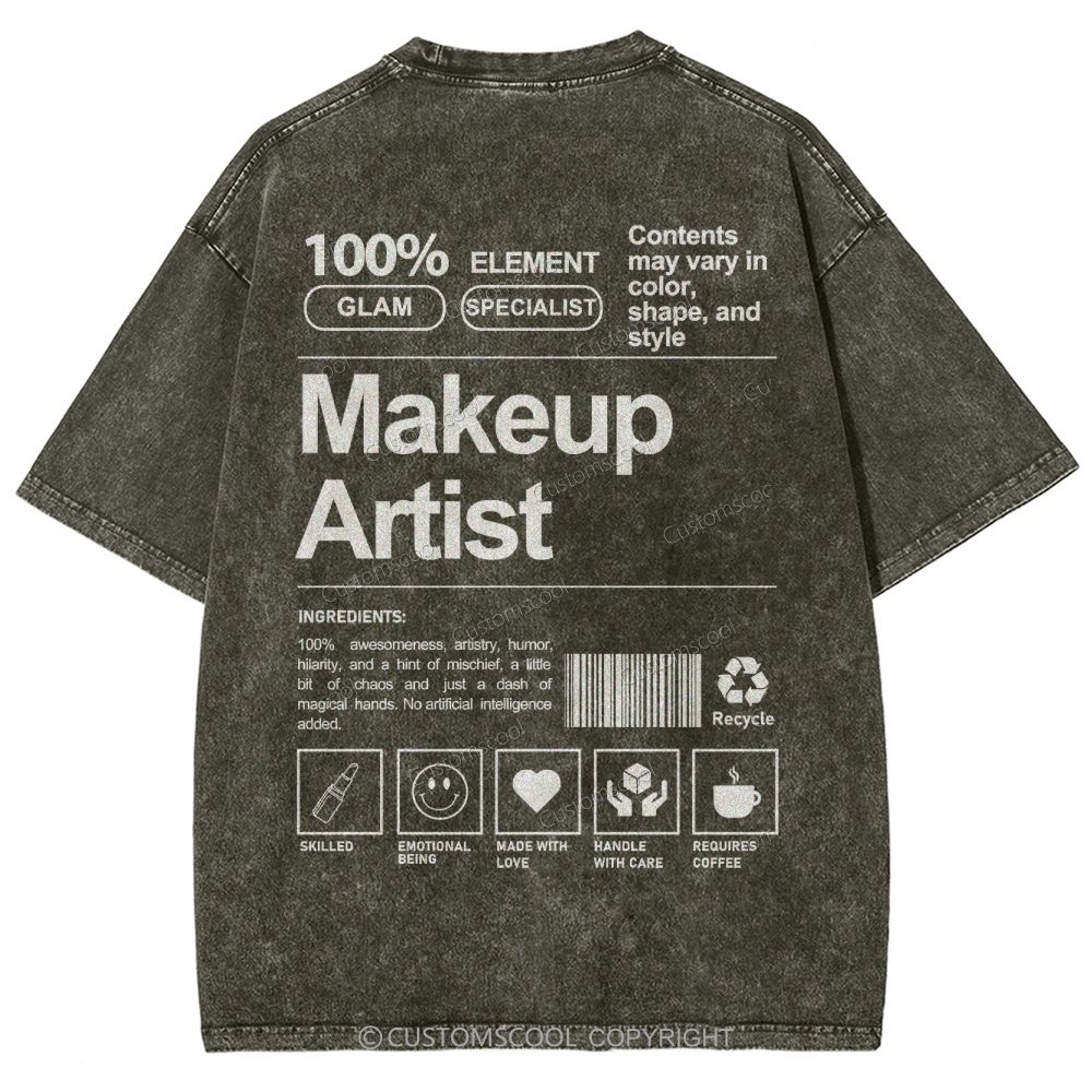 Makeup Artist Vintage Snowflake Washed T-Shirt Customscool