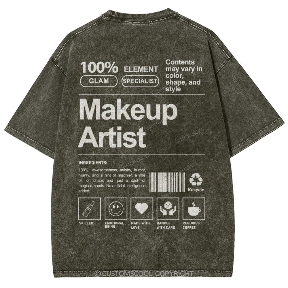 Makeup Artist Vintage Snowflake Washed T-Shirt Customscool
