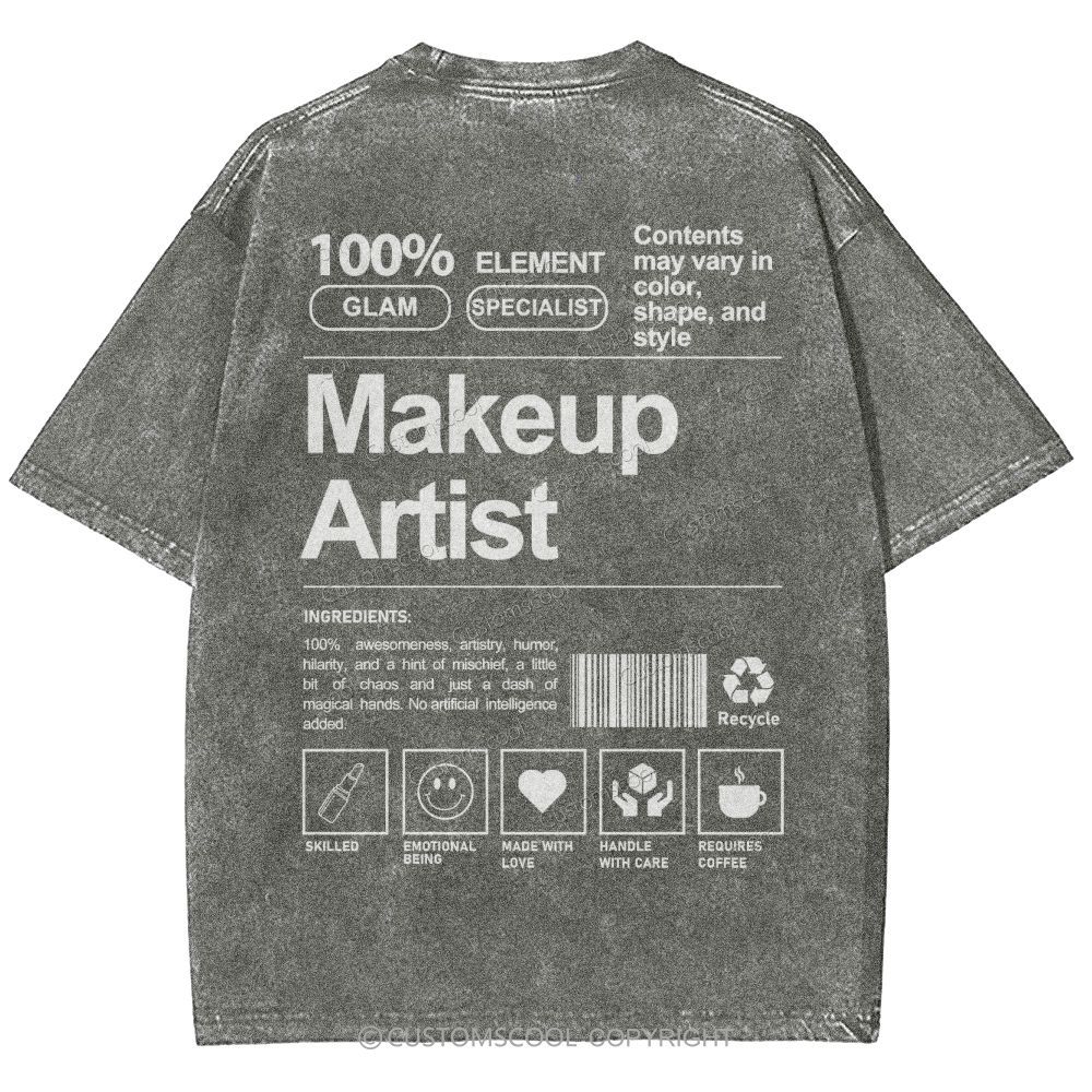 Makeup Artist Vintage Snowflake Washed T-Shirt Customscool
