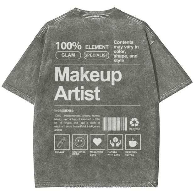 Makeup Artist Vintage Snowflake Washed T-Shirt Customscool