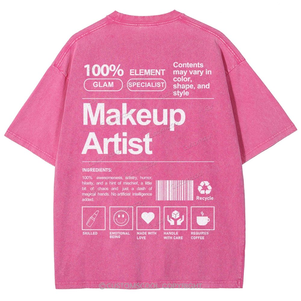 Makeup Artist Vintage Snowflake Washed T-Shirt Customscool