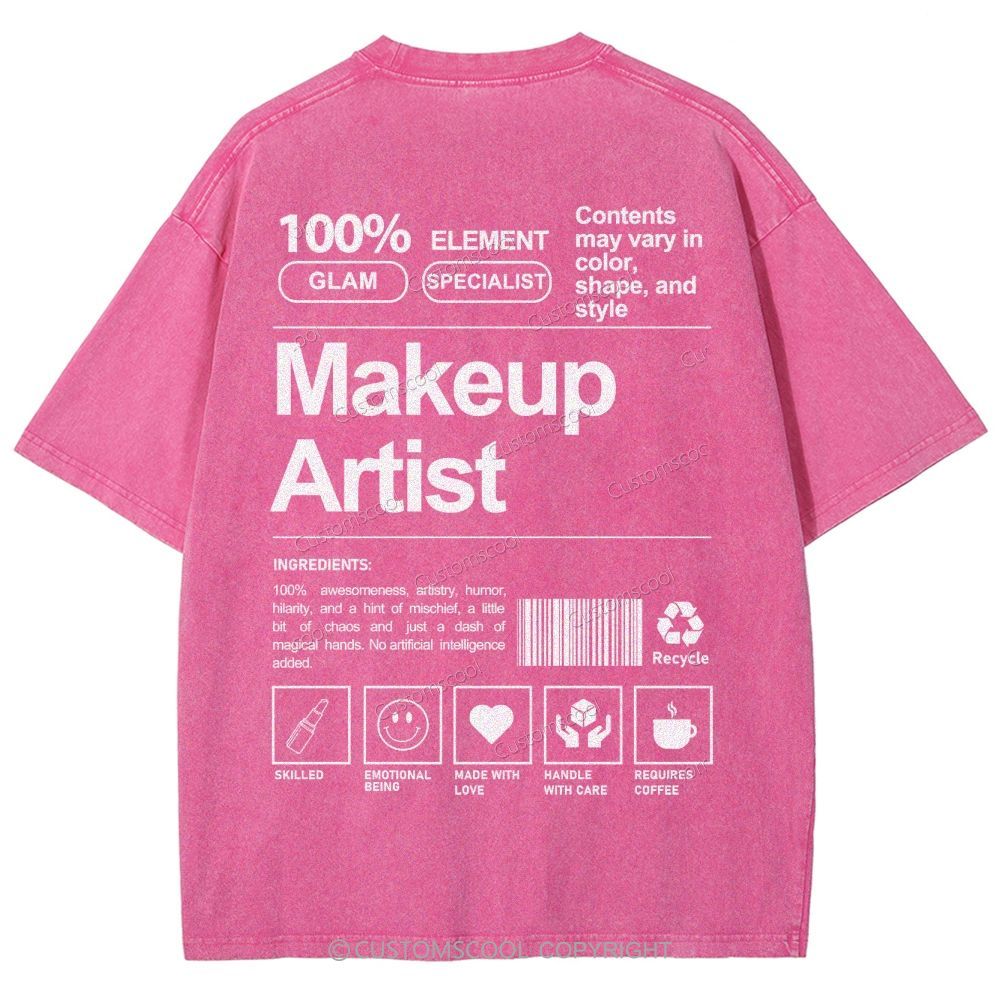 Makeup Artist Vintage Snowflake Washed T-Shirt Customscool