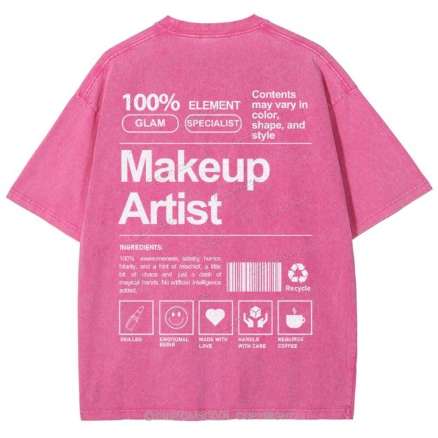 Makeup Artist Vintage Snowflake Washed T-Shirt Customscool