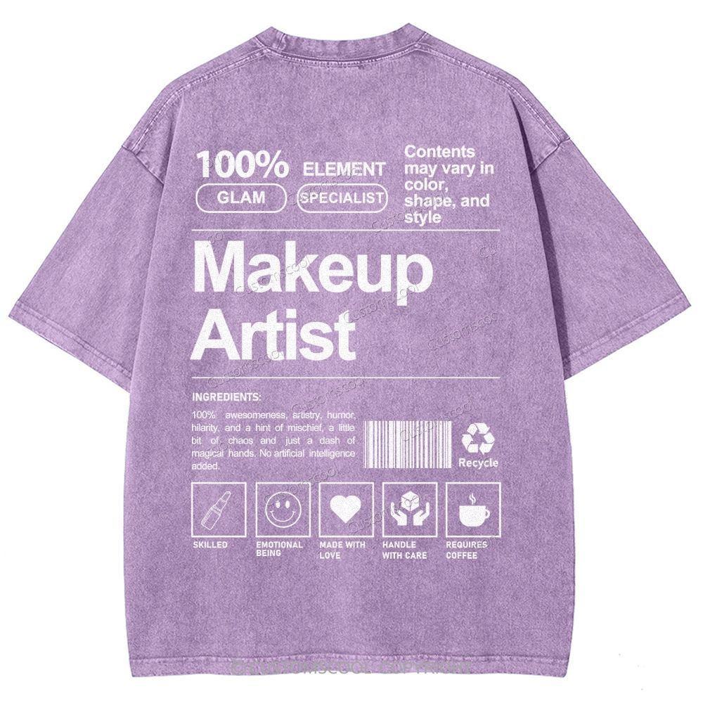 Makeup Artist Vintage Snowflake Washed T-Shirt Customscool
