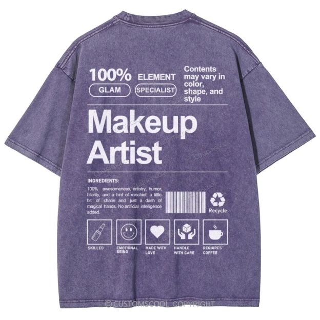 Makeup Artist Vintage Snowflake Washed T-Shirt Customscool