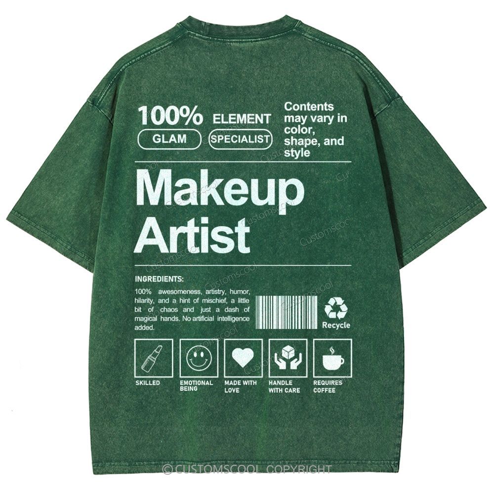 Makeup Artist Vintage Snowflake Washed T-Shirt Customscool