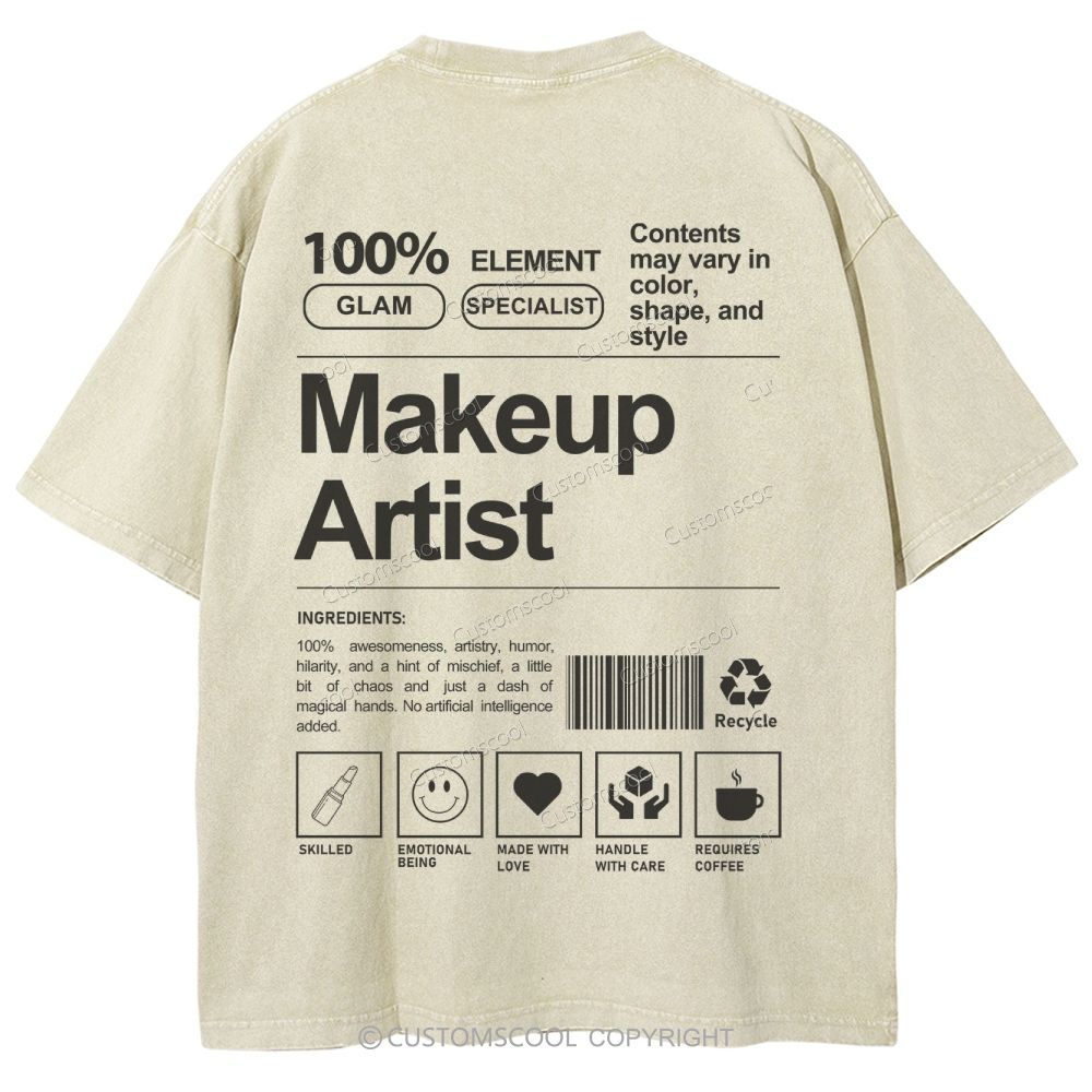 Makeup Artist Vintage Snowflake Washed T-Shirt Customscool