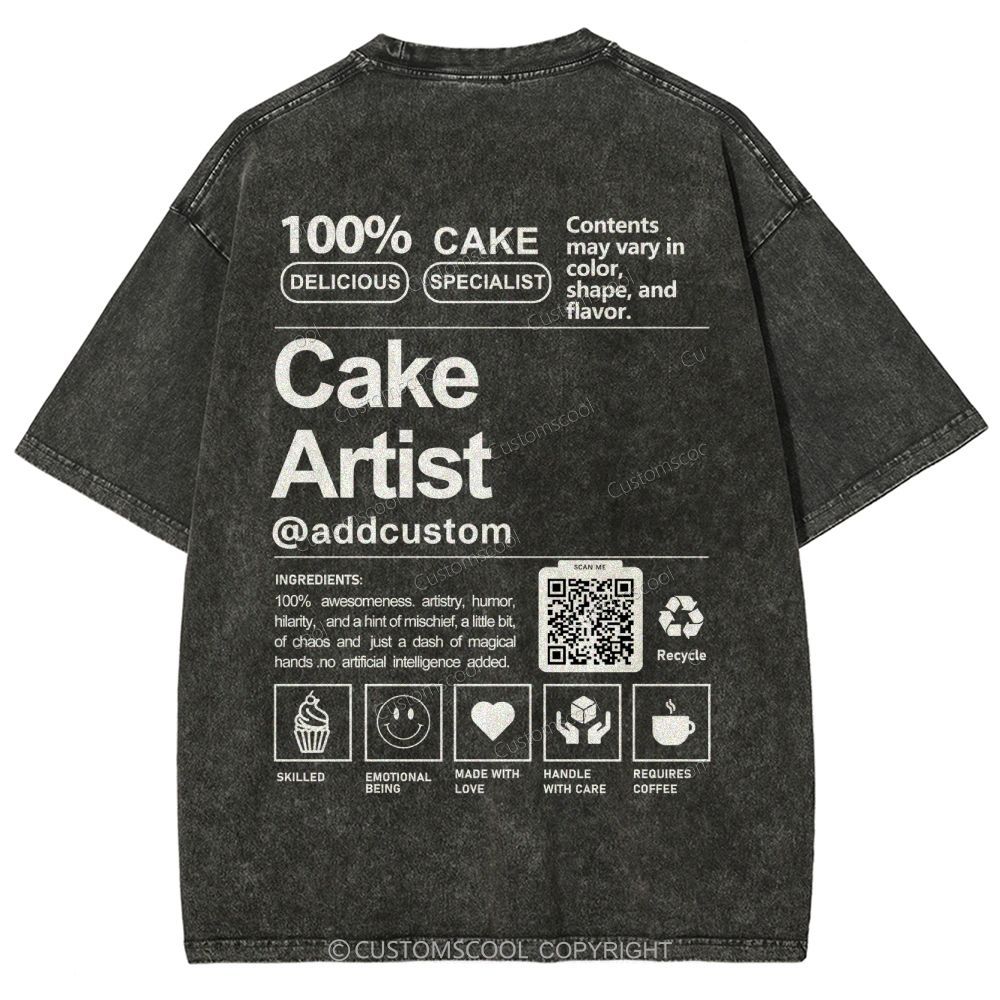 Cake Artist Addcustom QR Code Unisex Fit Washed T-Shirt Customscool