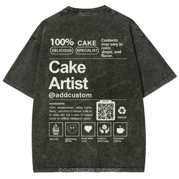 Cake Artist Addcustom QR Code Unisex Fit Washed T-Shirt Customscool