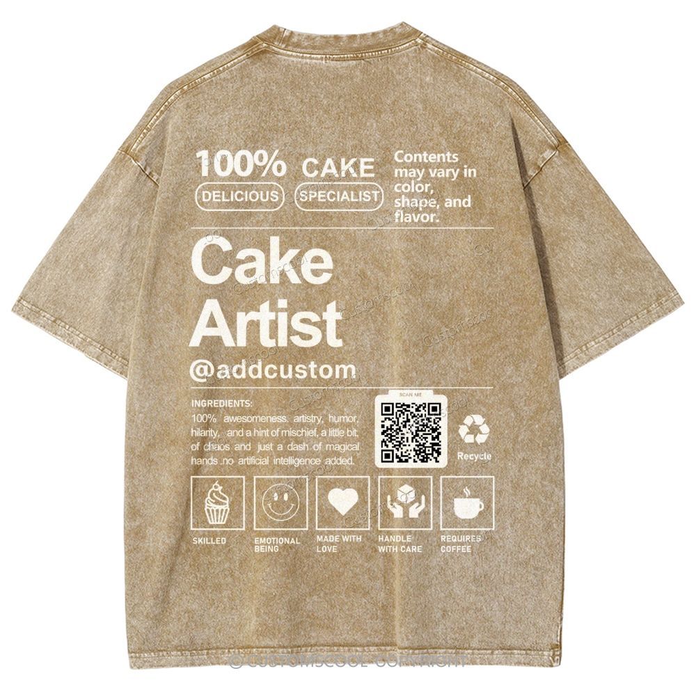 Cake Artist Addcustom QR Code Unisex Fit Washed T-Shirt Customscool