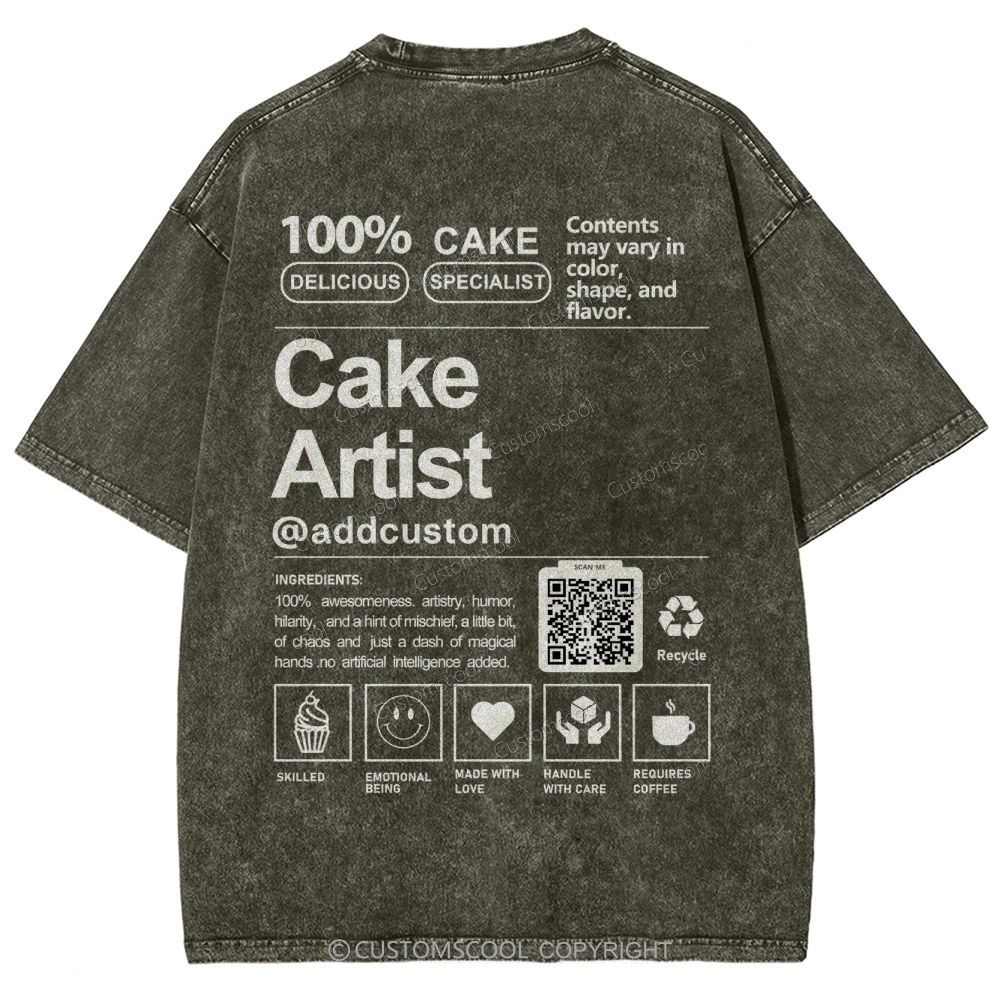 Cake Artist Addcustom QR Code Unisex Fit Washed T-Shirt Customscool