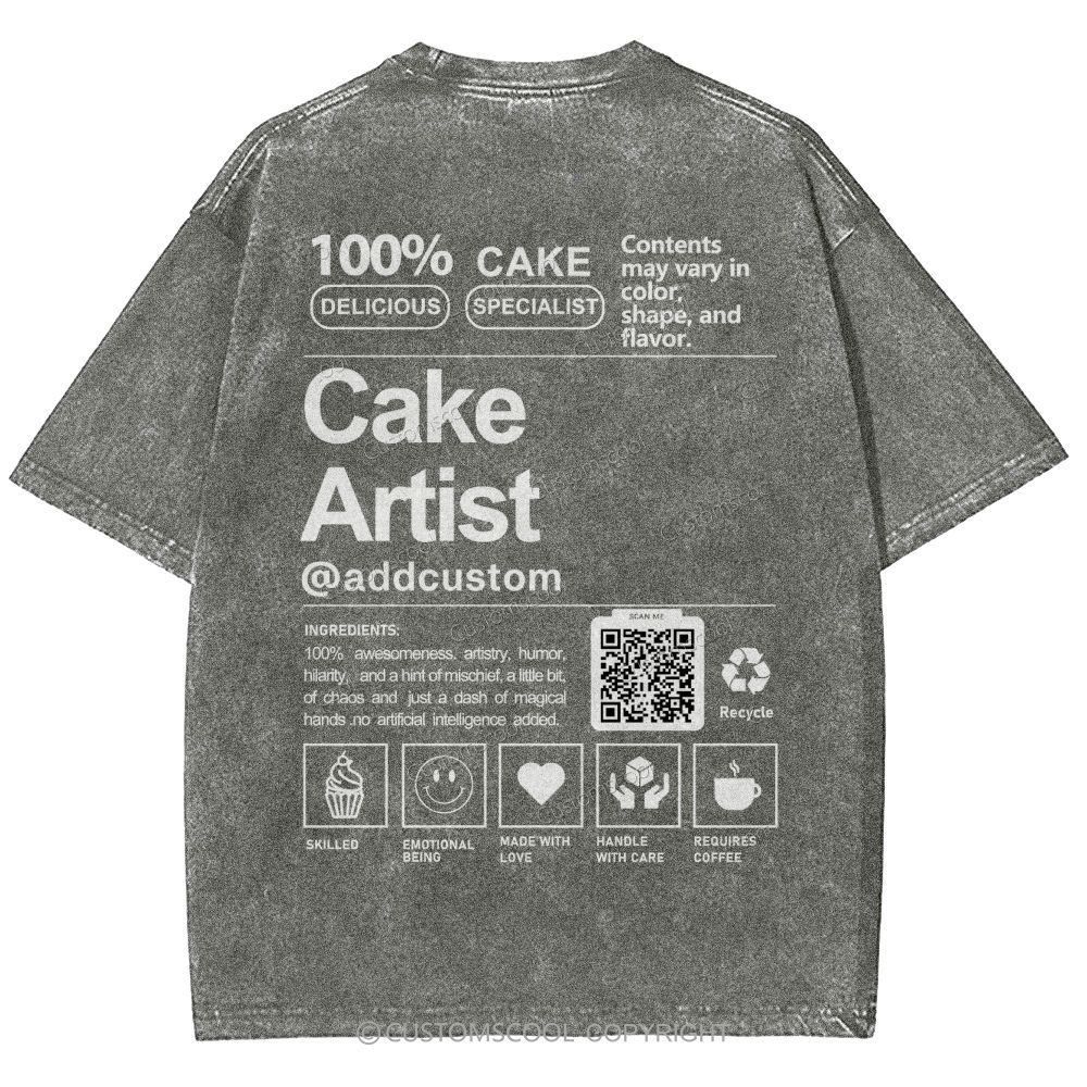 Cake Artist Addcustom QR Code Unisex Fit Washed T-Shirt Customscool