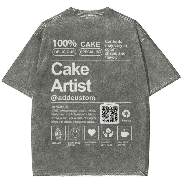Cake Artist Addcustom QR Code Unisex Fit Washed T-Shirt Customscool