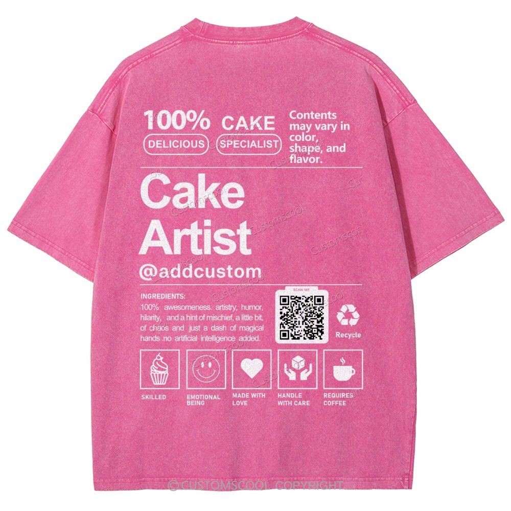 Cake Artist Addcustom QR Code Unisex Fit Washed T-Shirt Customscool