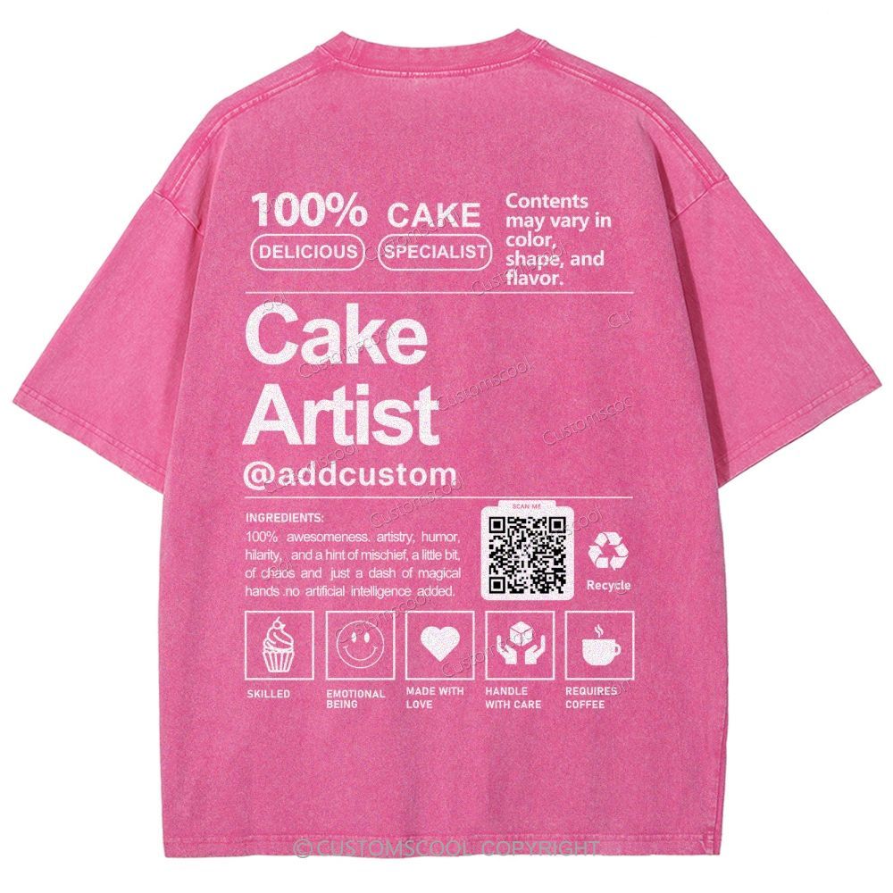 Cake Artist Addcustom QR Code Unisex Fit Washed T-Shirt Customscool