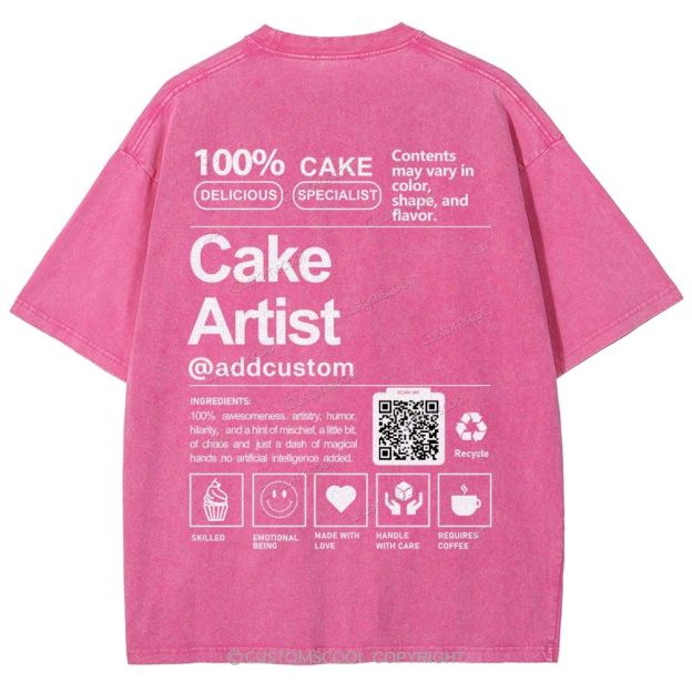 Cake Artist Addcustom QR Code Unisex Fit Washed T-Shirt Customscool