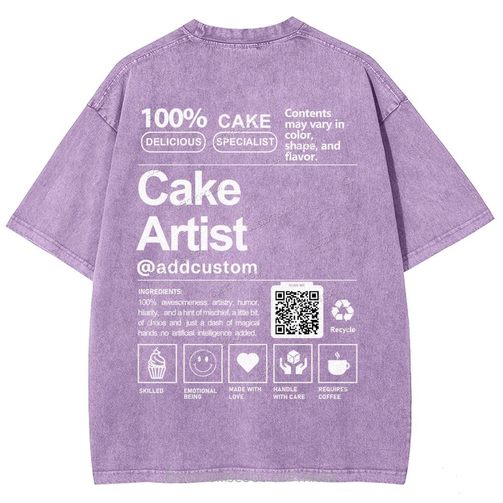 Cake Artist Addcustom QR Code Unisex Fit Washed T-Shirt Customscool