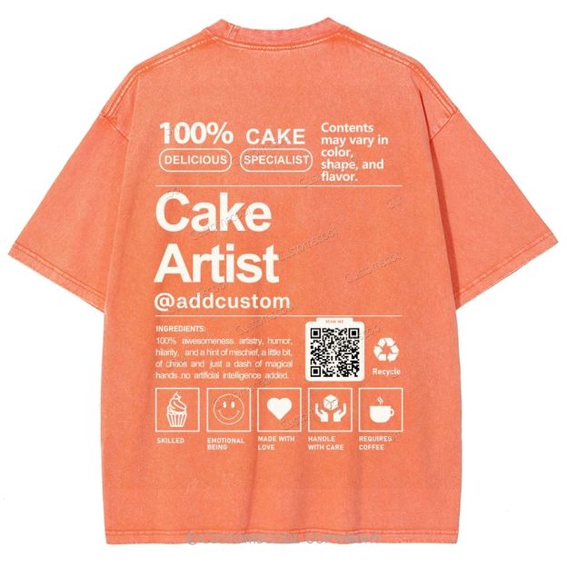 Cake Artist Addcustom QR Code Unisex Fit Washed T-Shirt Customscool