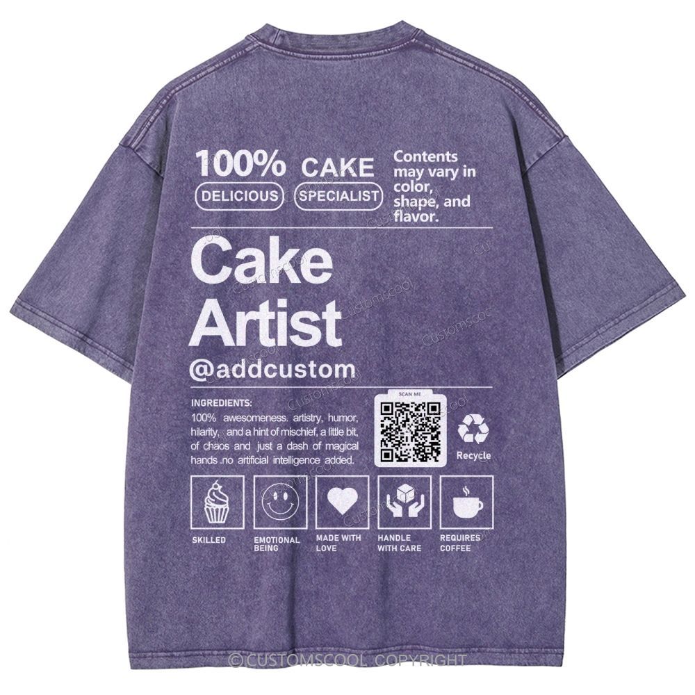 Cake Artist Addcustom QR Code Unisex Fit Washed T-Shirt Customscool