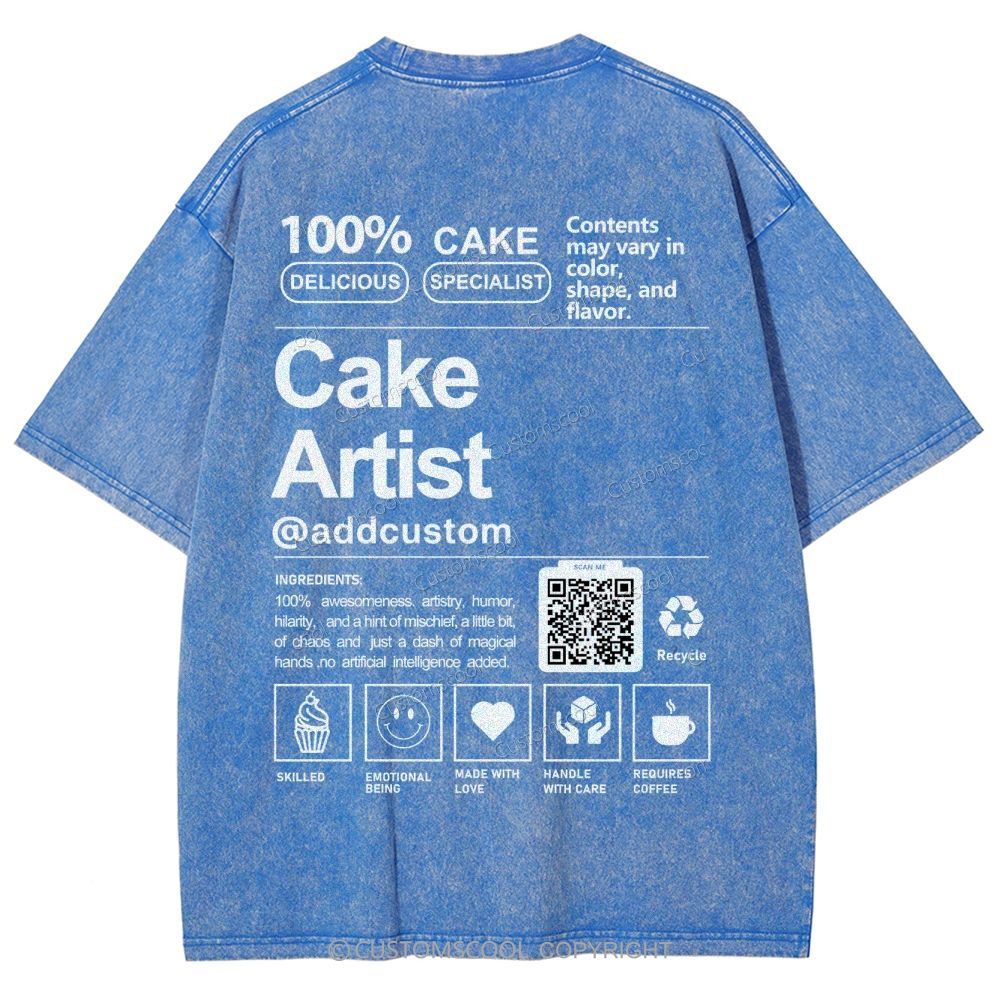 Cake Artist Addcustom QR Code Unisex Fit Washed T-Shirt Customscool