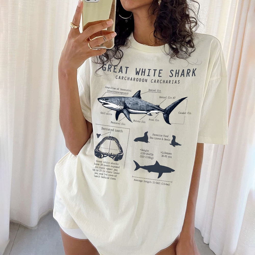 Great White Shark Unisex Cotton T-Shirt Customscool