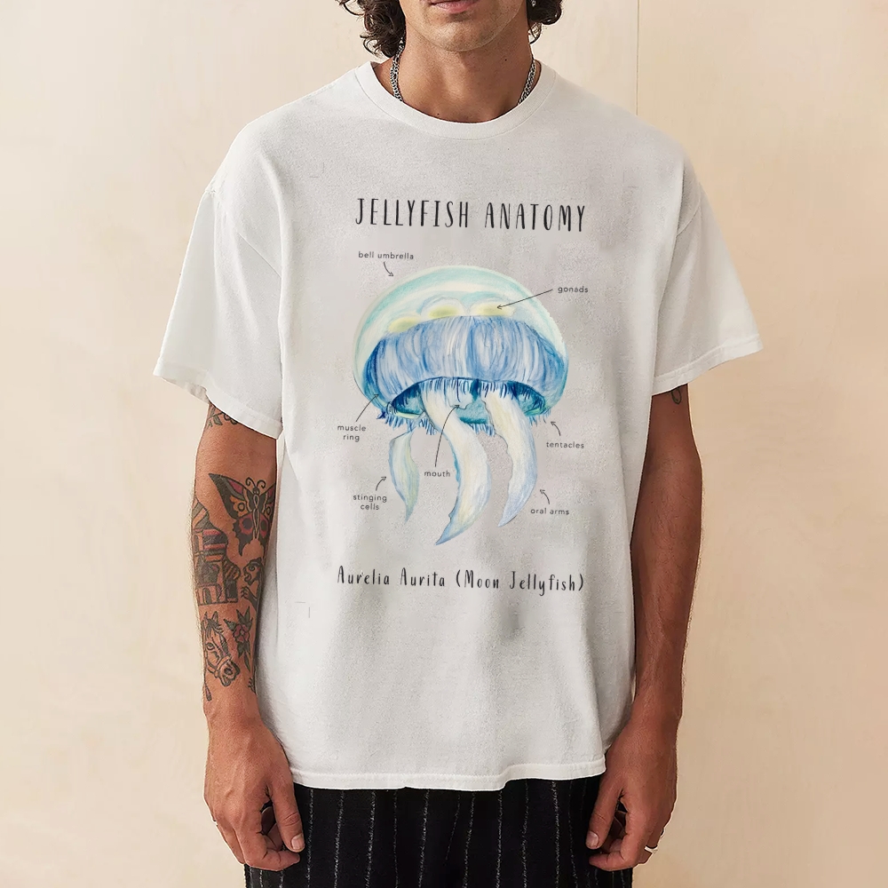 Jellyfish Anatomy Prints Casual Short Sleeve T-Shirt Customscool