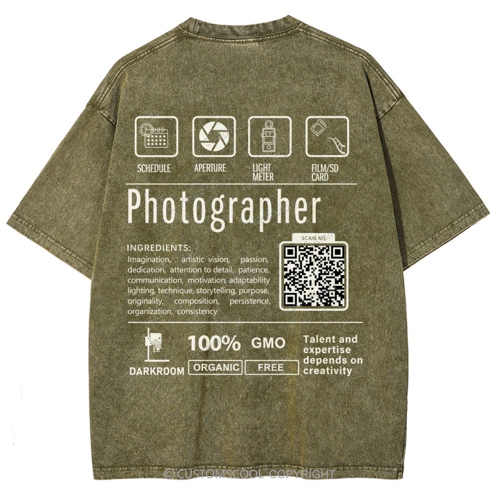 Photographer Addcustom Unisex Fit Washed T-Shirt Customscool