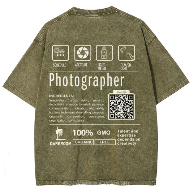 Photographer Addcustom Unisex Fit Washed T-Shirt Customscool