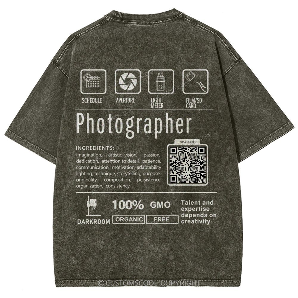 Photographer Addcustom Unisex Fit Washed T-Shirt Customscool