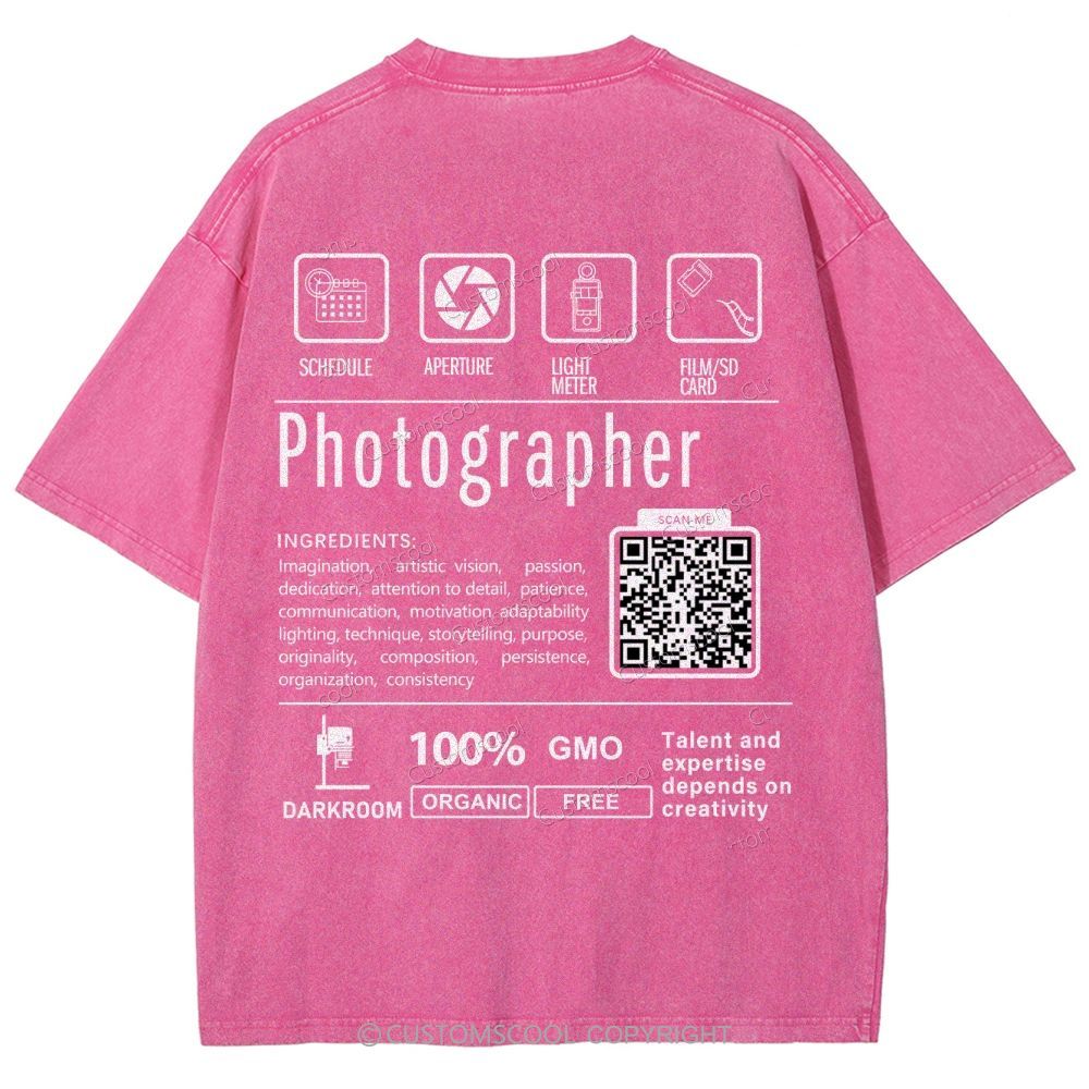 Photographer Addcustom Unisex Fit Washed T-Shirt Customscool