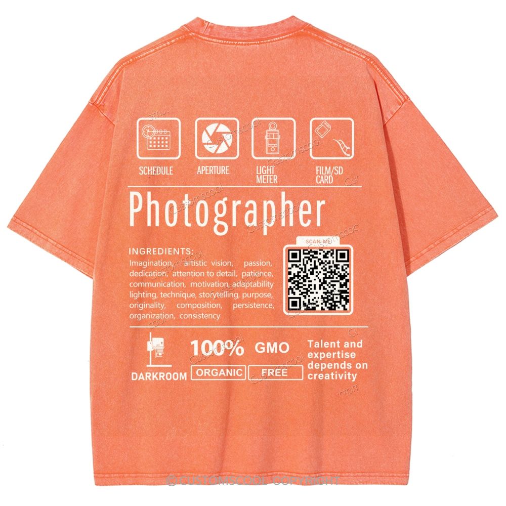 Photographer Addcustom Unisex Fit Washed T-Shirt Customscool
