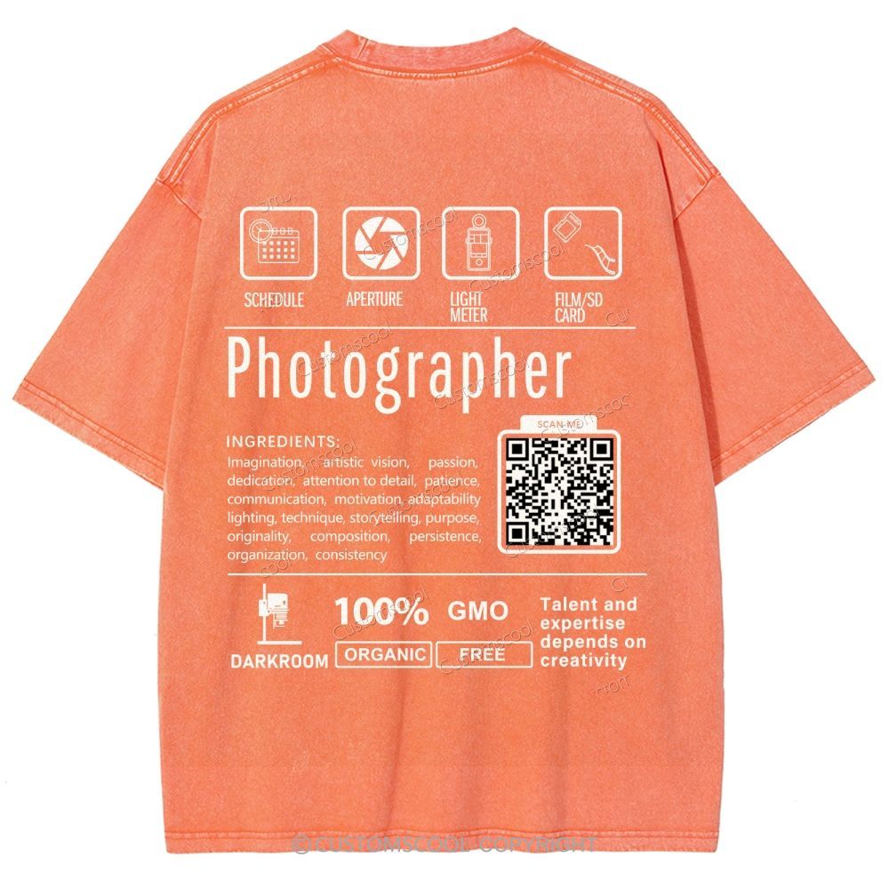 Photographer Addcustom Unisex Fit Washed T-Shirt Customscool