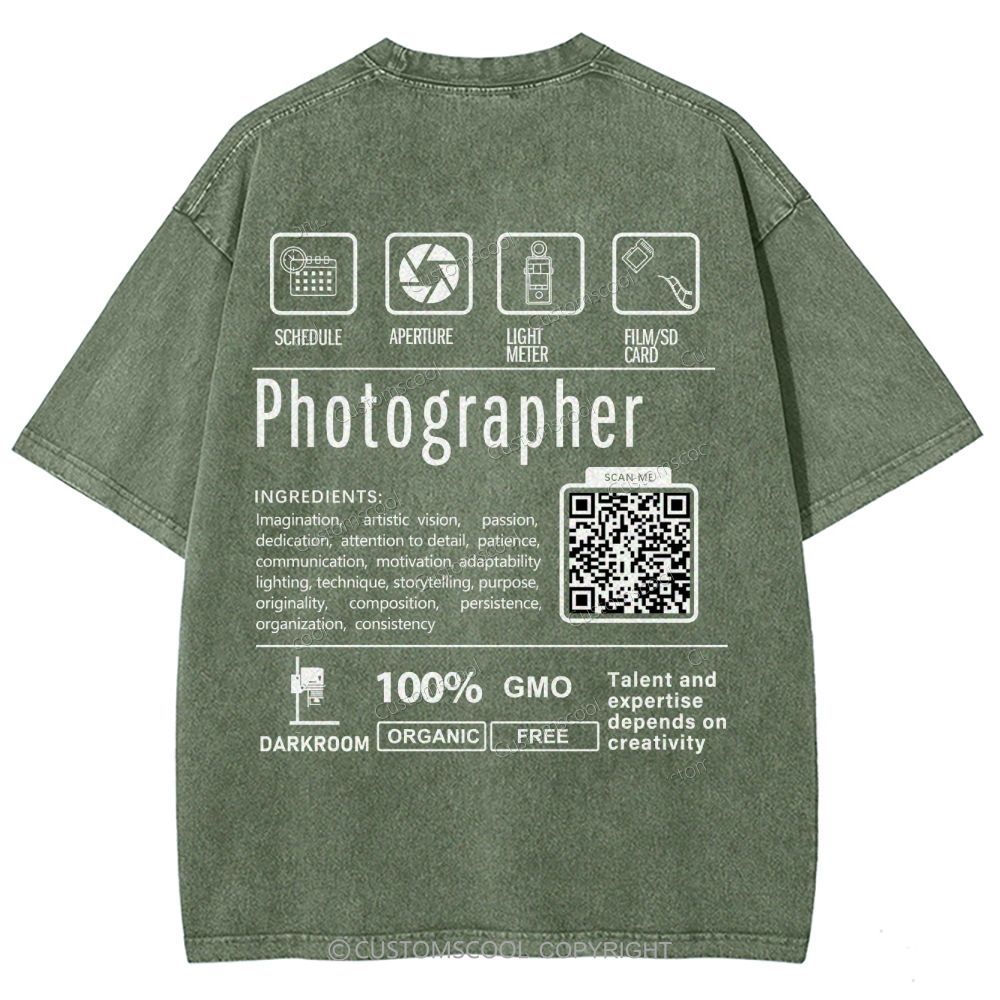 Photographer Addcustom Unisex Fit Washed T-Shirt Customscool