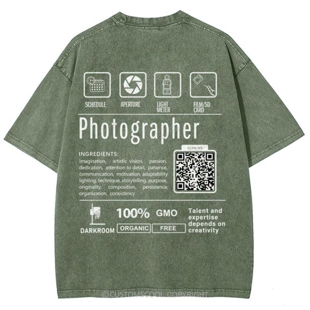 Photographer Addcustom Unisex Fit Washed T-Shirt Customscool