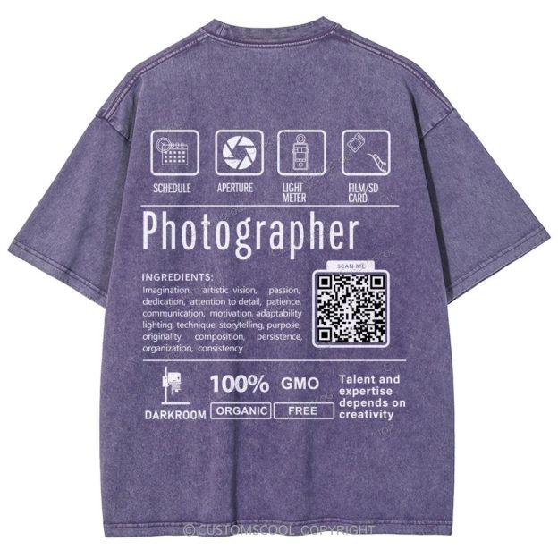 Photographer Addcustom Unisex Fit Washed T-Shirt Customscool