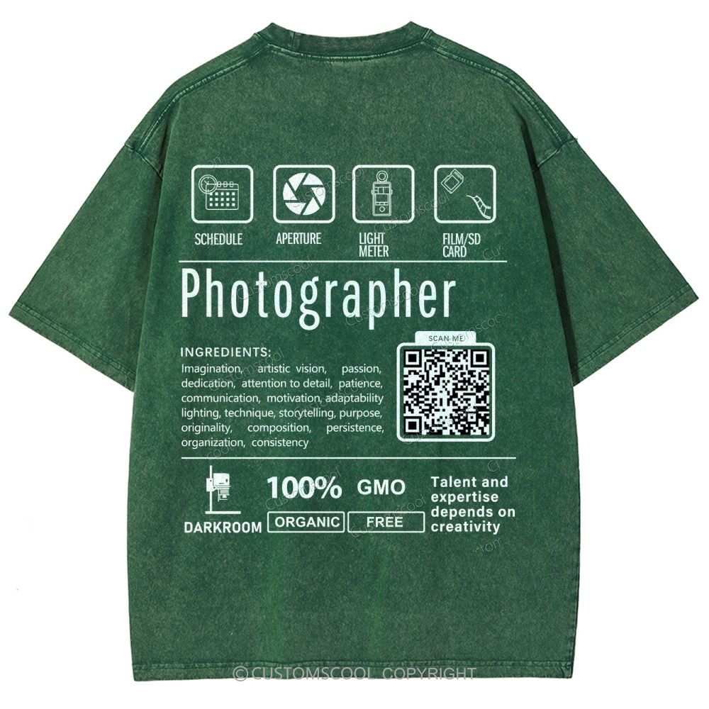 Photographer Addcustom Unisex Fit Washed T-Shirt Customscool
