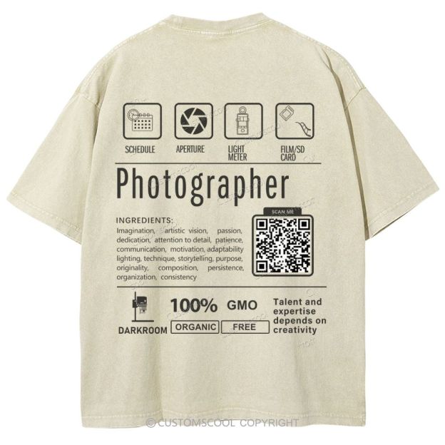 Photographer Addcustom Unisex Fit Washed T-Shirt Customscool