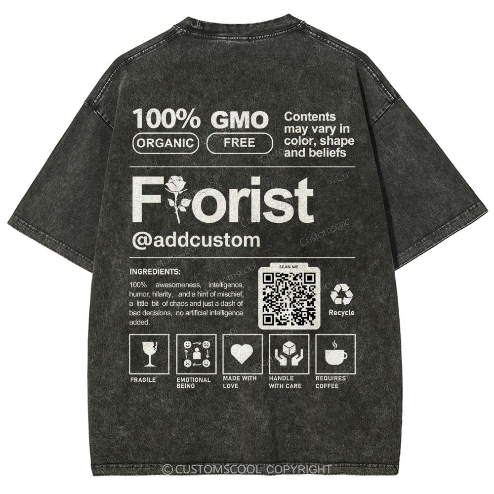 Florist Addcustom QR Code Unisex Fit Washed T-Shirt