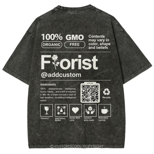 Florist Addcustom QR Code Unisex Fit Washed T-Shirt Customscool