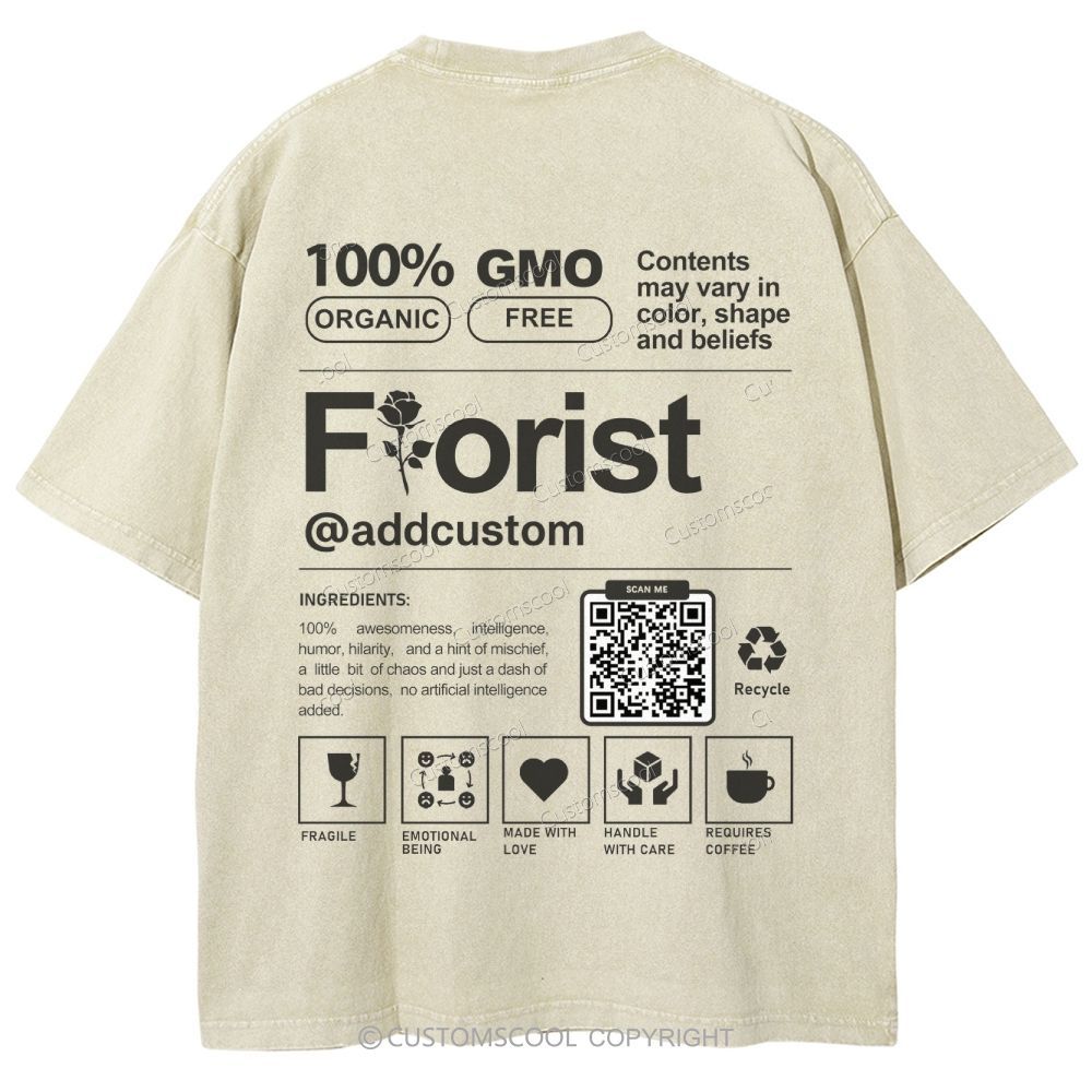 Florist Addcustom QR Code Unisex Fit Washed T-Shirt Customscool