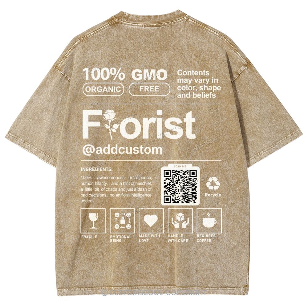 Florist Addcustom QR Code Unisex Fit Washed T-Shirt Customscool