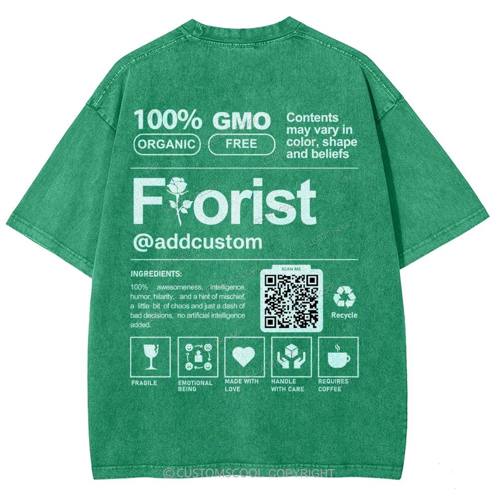 Florist Addcustom QR Code Unisex Fit Washed T-Shirt Customscool