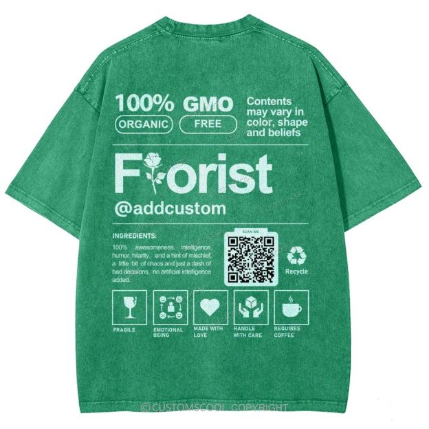 Florist Addcustom QR Code Unisex Fit Washed T-Shirt Customscool