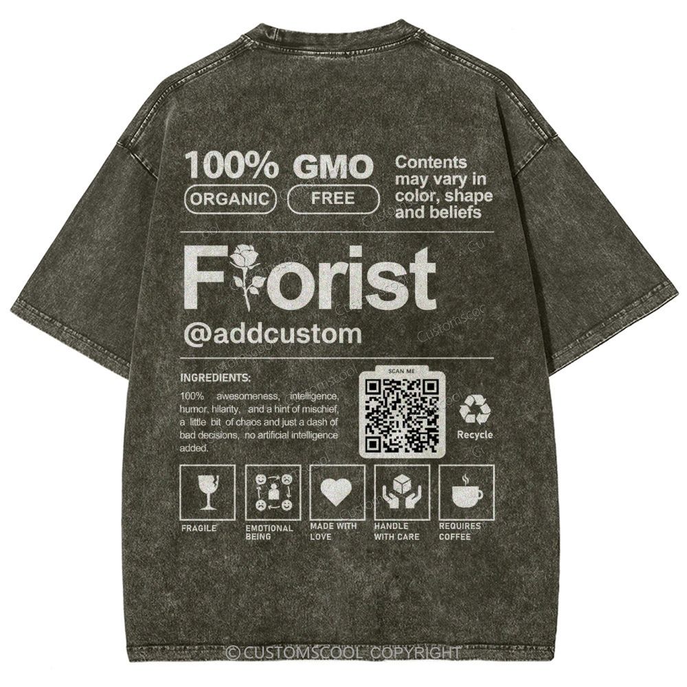 Florist Addcustom QR Code Unisex Fit Washed T-Shirt Customscool